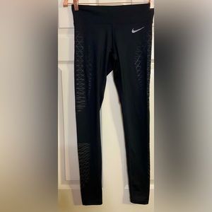 $80 Women's Nike POWER Speed Tights 7/8 Length Running 890329-202 Small Black